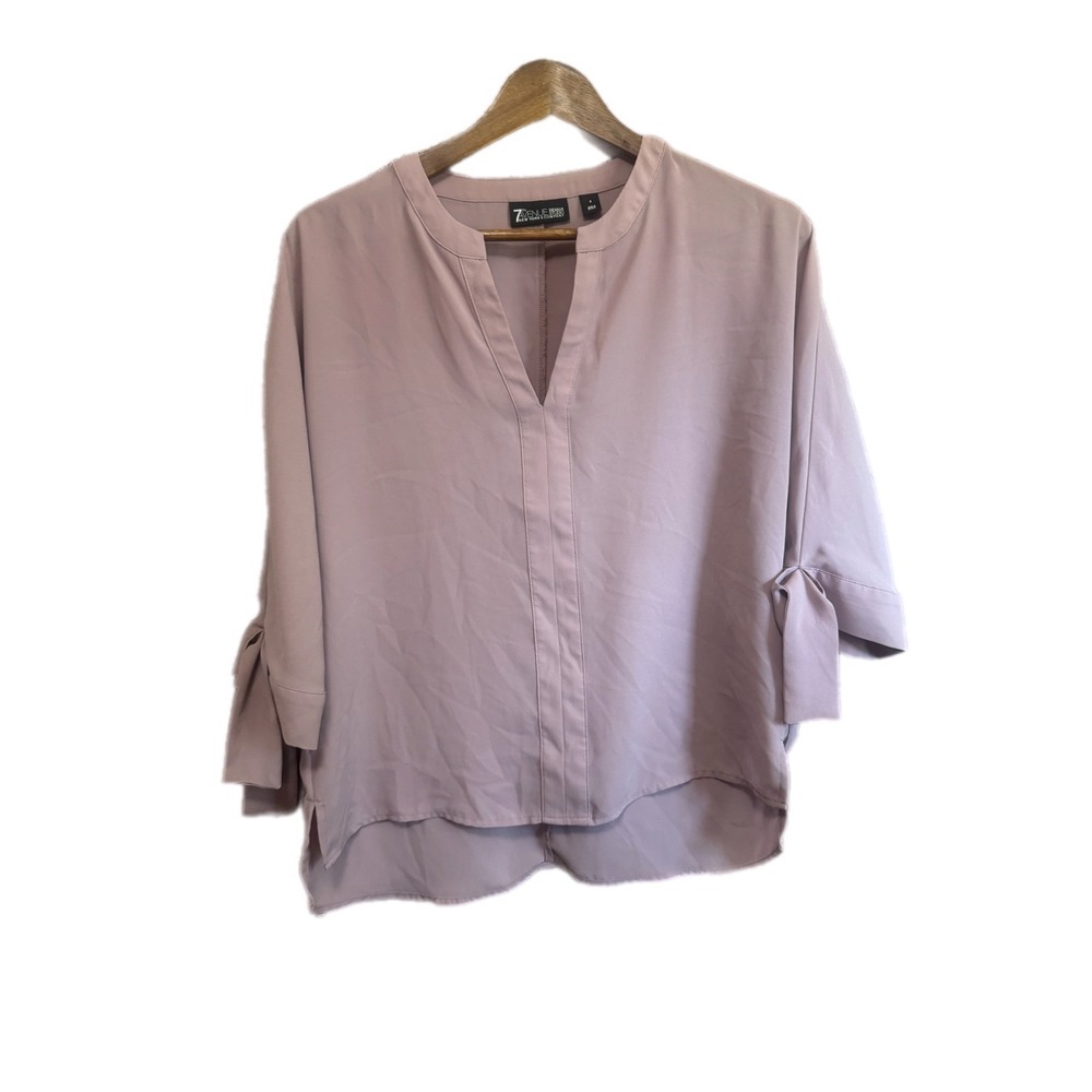 New York & Company 7th‎ Avenue Blouse Womens Small Mauve Excellent Tie Sleeve